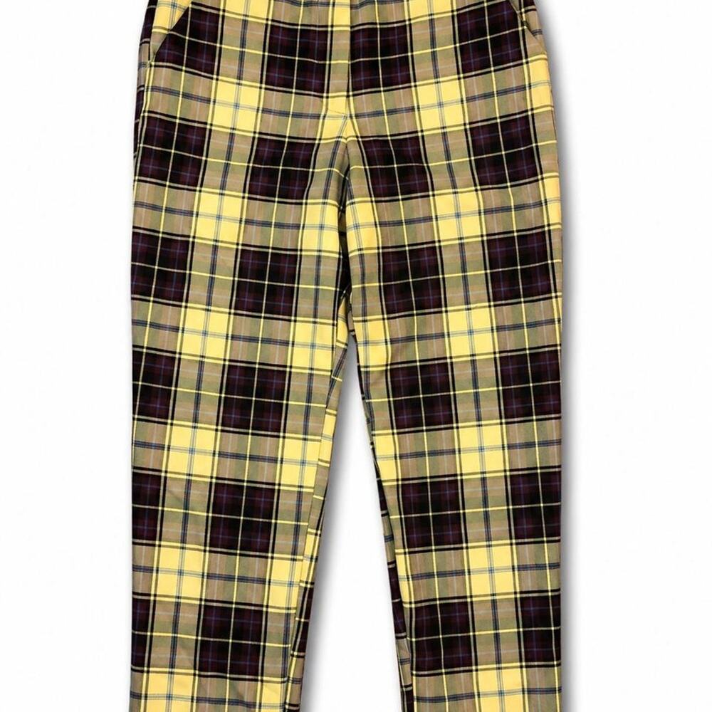 ASOS yellow and dark purple tartan look plaid pants  women sz 4 (small)